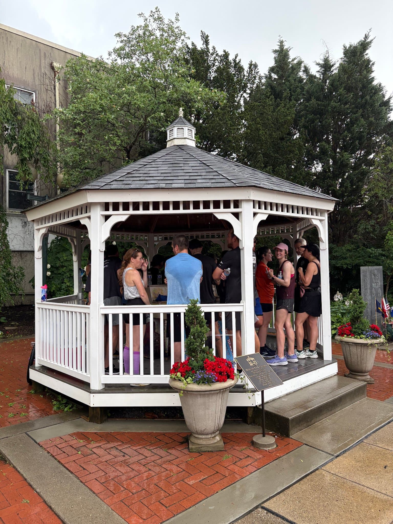 Post Run - Gazebo turned shelter when the storm blew through.