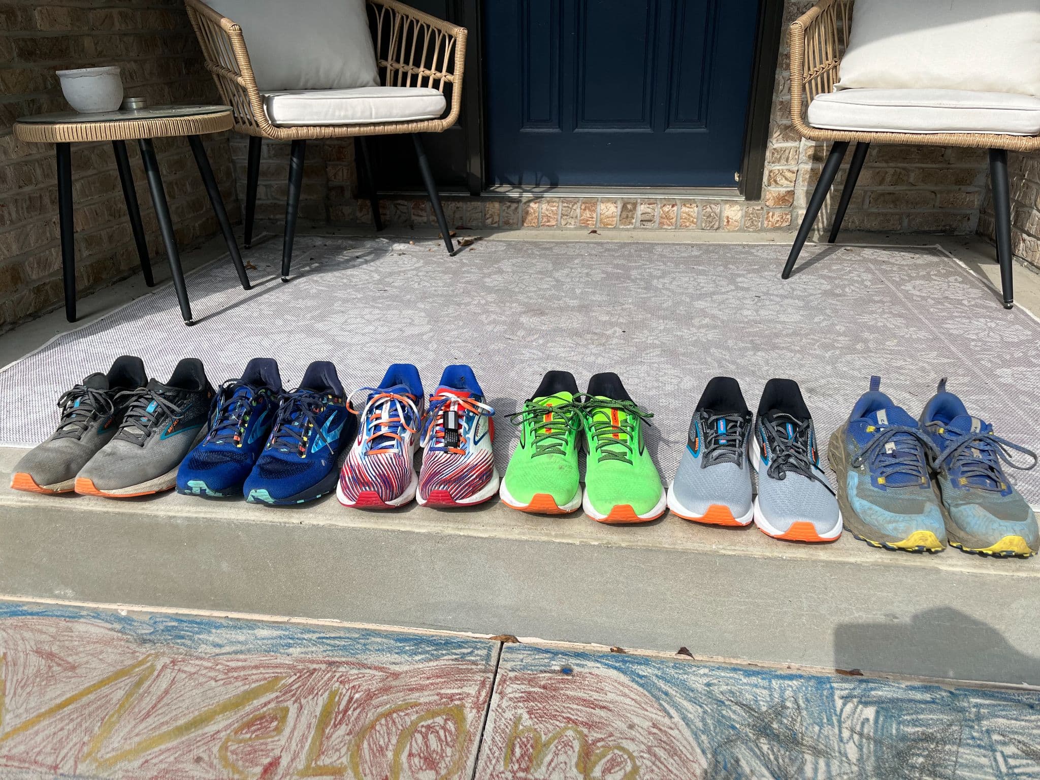 Running shoes flat lay before a Sewickley Run Club outing
